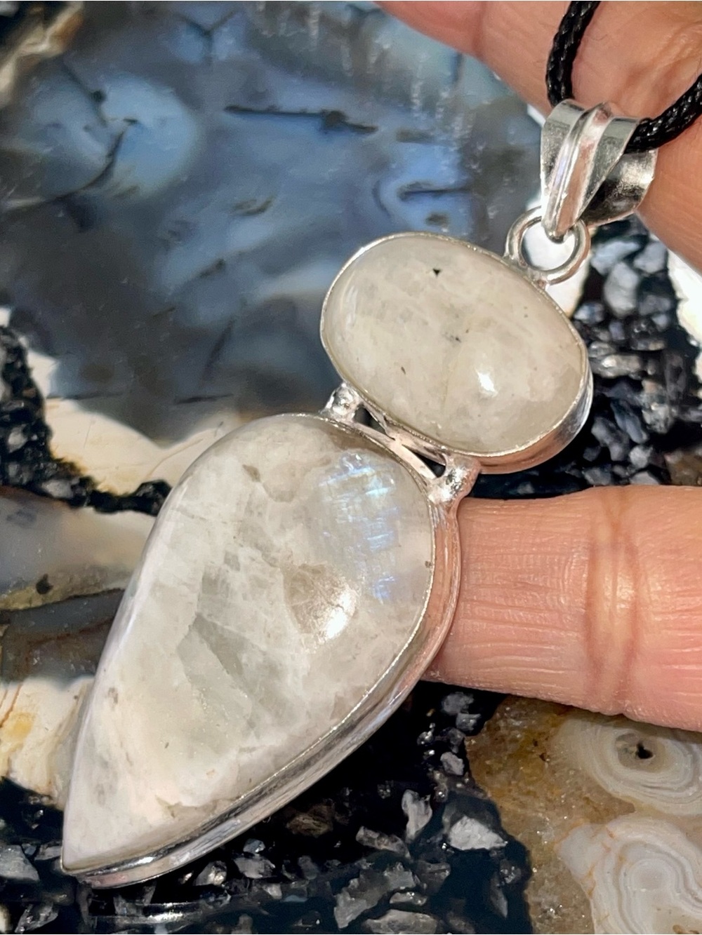 Teardrop Large Rainbow Moonstone “The Visionary Stone” Pendant 2 7/8”